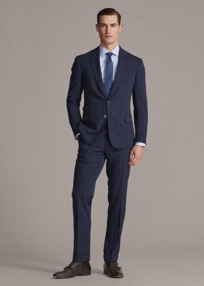 Men's Ralph Lauren Kent Striped Gabardine Suits | 980642MQD